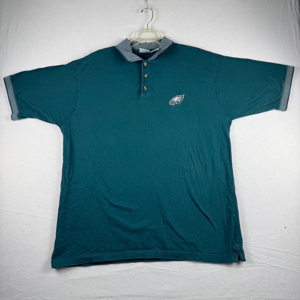 Vintage Philadelphia Eagles The Edge Polo Shirt Mens XL Green Cotton NFL 2000